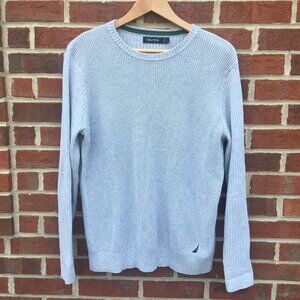 Nautica Sweater Textured Knit Cotton Gray Men's Large
